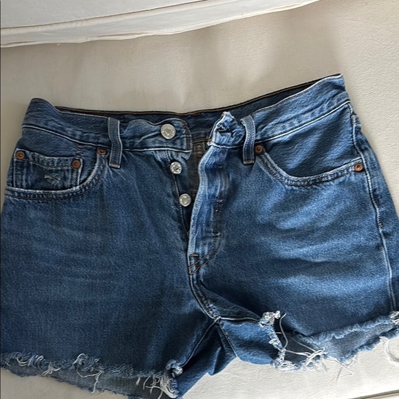 Levi's Blue Jean Shorts High-Waisted Cut-Offs - Picture 1 of 2